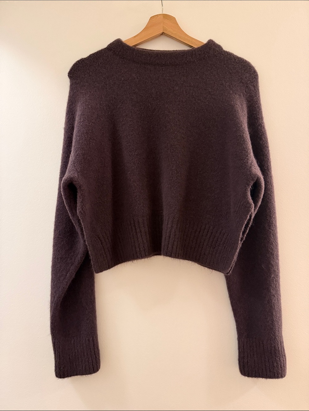 ZARA Cozy Cropped Mockneck Sweater with Open Sides - Eggplant Size Large